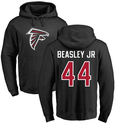 Atlanta Falcons Men Black Vic Beasley Name And Number Logo NFL Football 44 Pullover Hoodie Sweatshirts